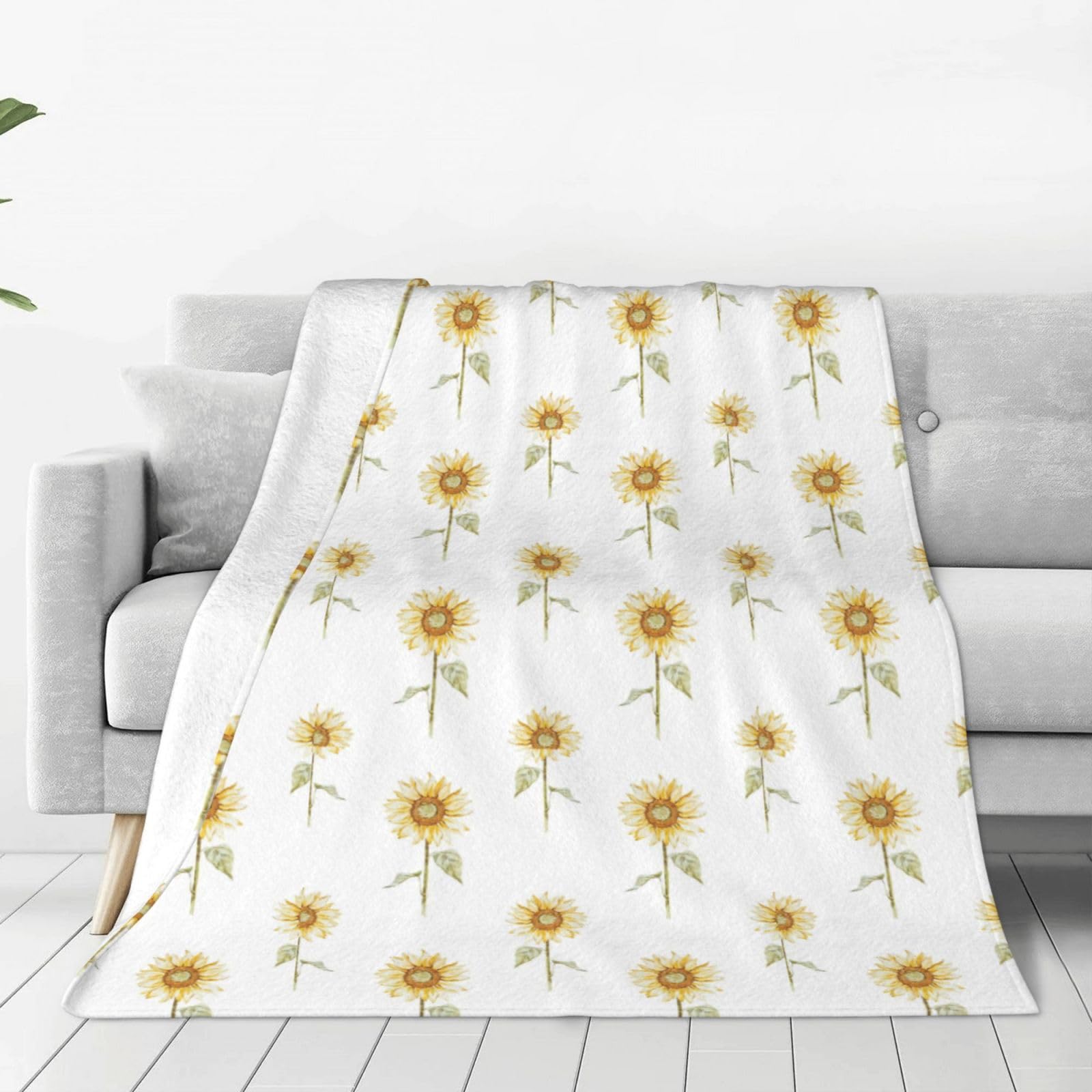 Couverture tournesol en flanelle WURTON 152x127 cm plaid anti-boulochage pour lit
