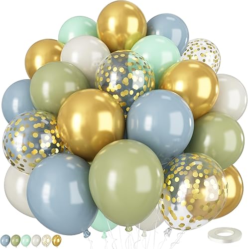 Miniatura 7 de Globos naranjas y azules, 50 globos bohemios de 12 pulgadas con globos de látex retro naranja mar, marfil, blanco, azul pastel, para niños y niñas
