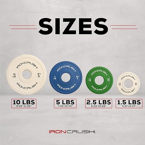 Miniatura 4 de Iron Crush Fractional Change Plates for Olympic Weights, Strength Training, and CrossFit Bumper Plates - From 1.25lb to 10lb Weights, Rubber Coated