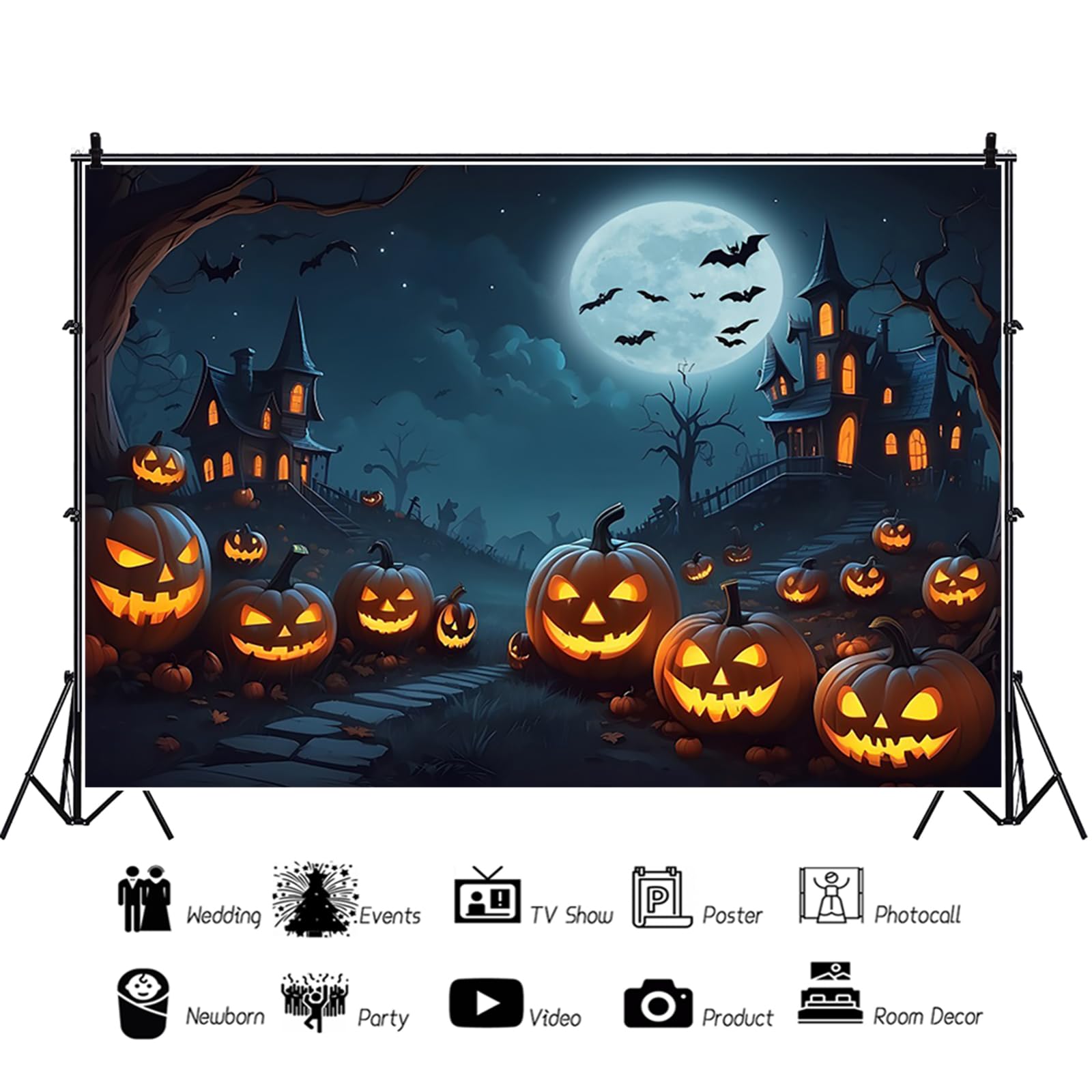 Tapisserie Halloween,Toile Fond Crâne Fantôme Citrouille