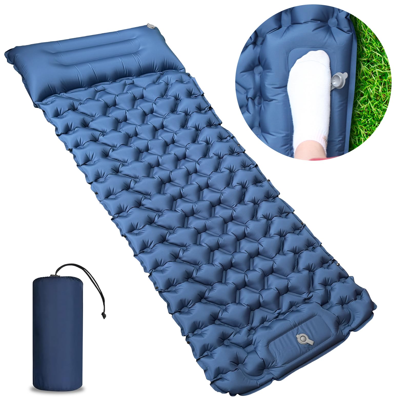 YOUXIU Ultraleicht Isomatte Camping, Aufblasbare Isomatte, Camping Matratze, Luftmatratze, Campingmatte mit Fußpumpe Für Reisen Wandern Wasserdicht Schlafmatte Zelt