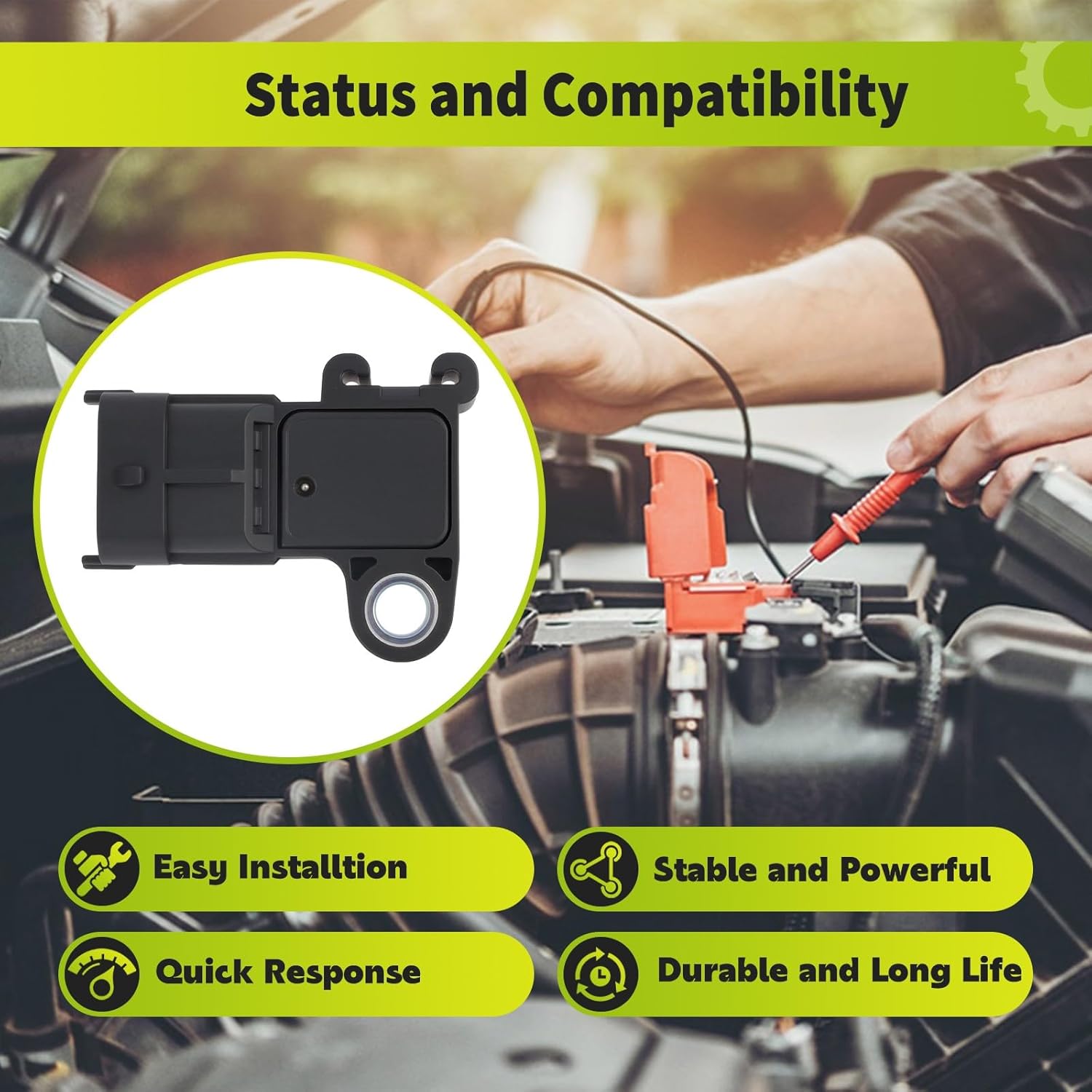 Replacement Auto Parts for Supercharger MAP Sensor for GM Corvette Camaro CTS 3 Bar LSA LS9 12592525Mod-R36R-6524