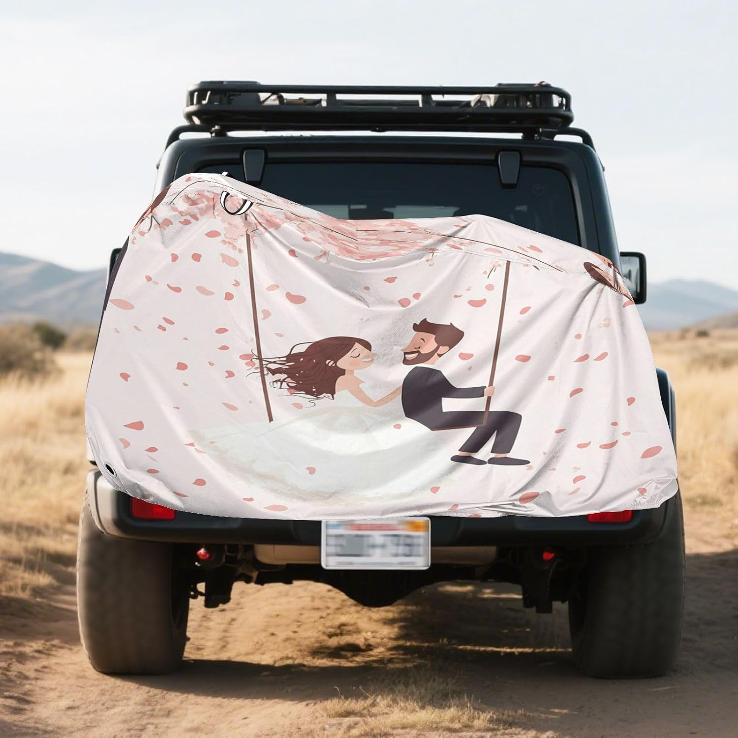 ALAZA Wedding Couple Swing Flowers Bike Cover Waterproof Outdoor Ebike Bicycle Covers Tarp Protection for 1/2 Bikes, Sun UV Dust Wind Proof