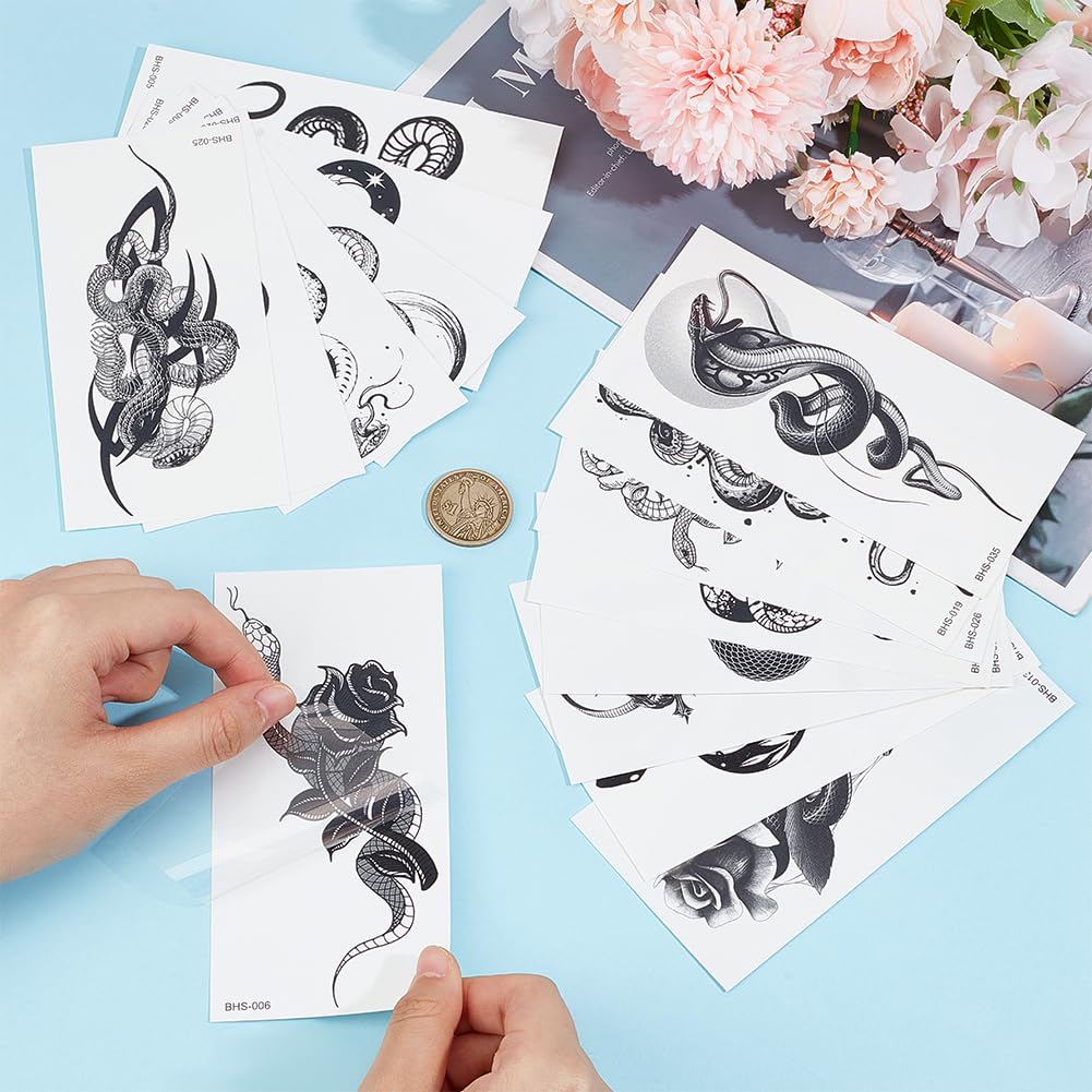 NTRUXZP 9 Blatt Realistische Schlangen-Tattoos – 3D Fake Tattoos Für Unterarm, Halloween, Gothic