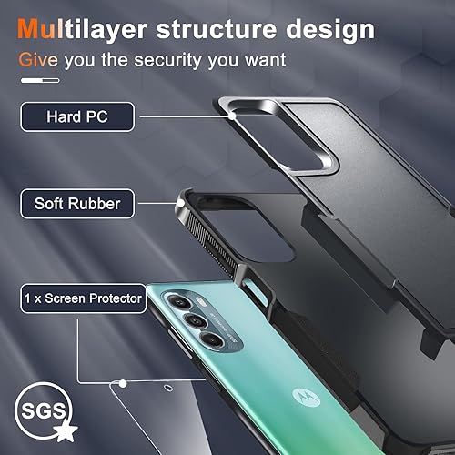 Miniatura 3 de Motorola Moto G Stylus 5G 2022 Funda con protector de pantalla de vidrio templado, resistente, a prueba de golpes, funda protectora de cuerpo