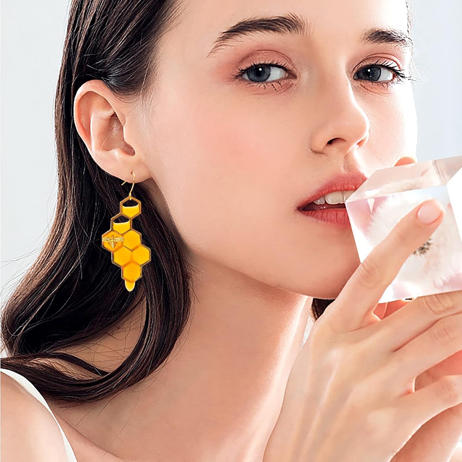 Bumble Bee Earrings-Honeycomb Earrings For Women -Honey Jar Earrings Asymmetrical Earrings Bee Costume Women - Image 7