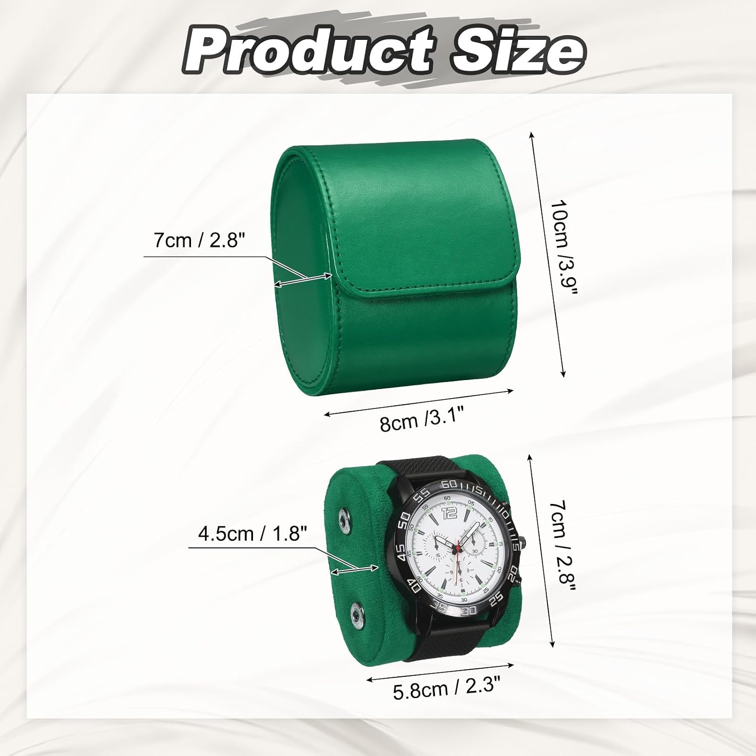 PATIKIL Watch Roll Travel Leather Case, Portable Single Watch Roll Box with Pillow for Men Women Home Storage Display Gift Storaging Organizer, Green