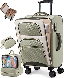 Carry on Luggage 22x14x9 Airline Approved, Large Waterproof Carry on Suitcase with 3 Packing Cubes,Lightweight Softside Underseat Travel Luggage with 360° Wheels,Laptop Compartment,TSA Lock
