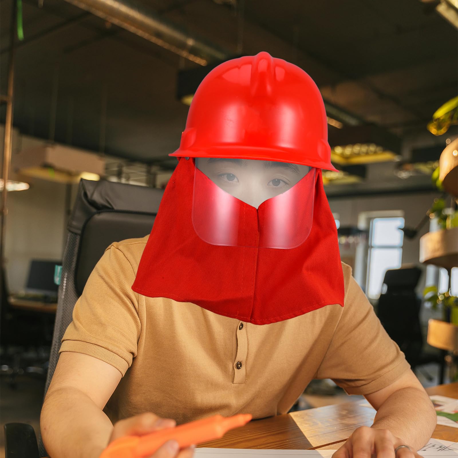 Firefighter Hard Hat Casco Antinfortunistica in ABS Stampato a Iniezione, Rosso, per Vigili del Fuoco e Lavori di Spegnimento