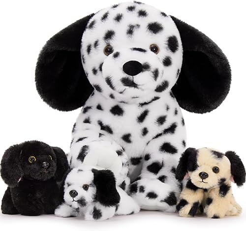 Miniatura 7 de Muiteiur Juego de animales de peluche de dragón de 2 cabezas, peluche de dragón suave de 20 pulgadas con 4 dinosaurios bebés, 5 piezas de lindo