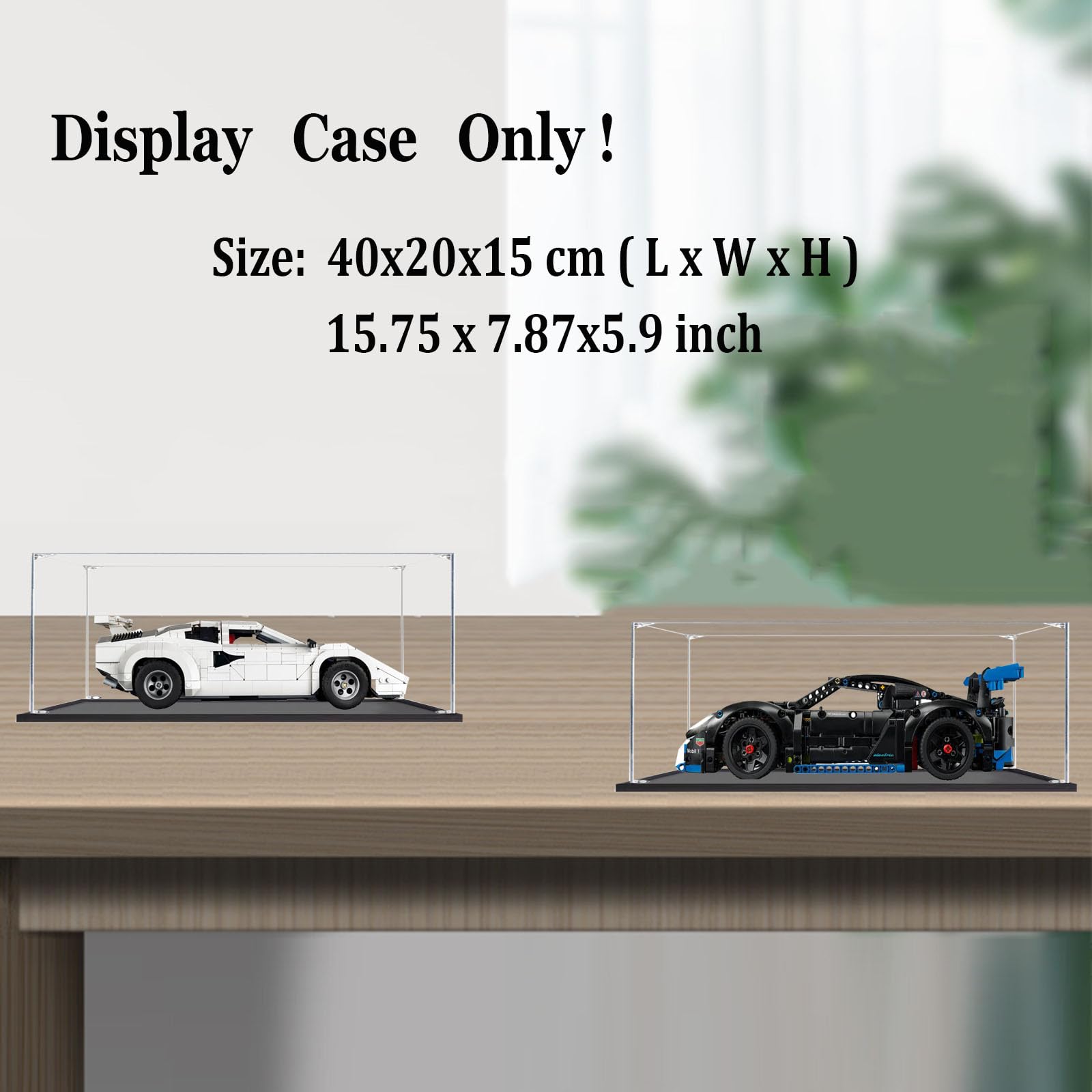 Vitrine pour Lego-42176/10337 - Présentoir Vitrine en Acrylique Transparente pour [Porsche-GT4/Lamborghini-Countach] Modèle - 40x20x15cm