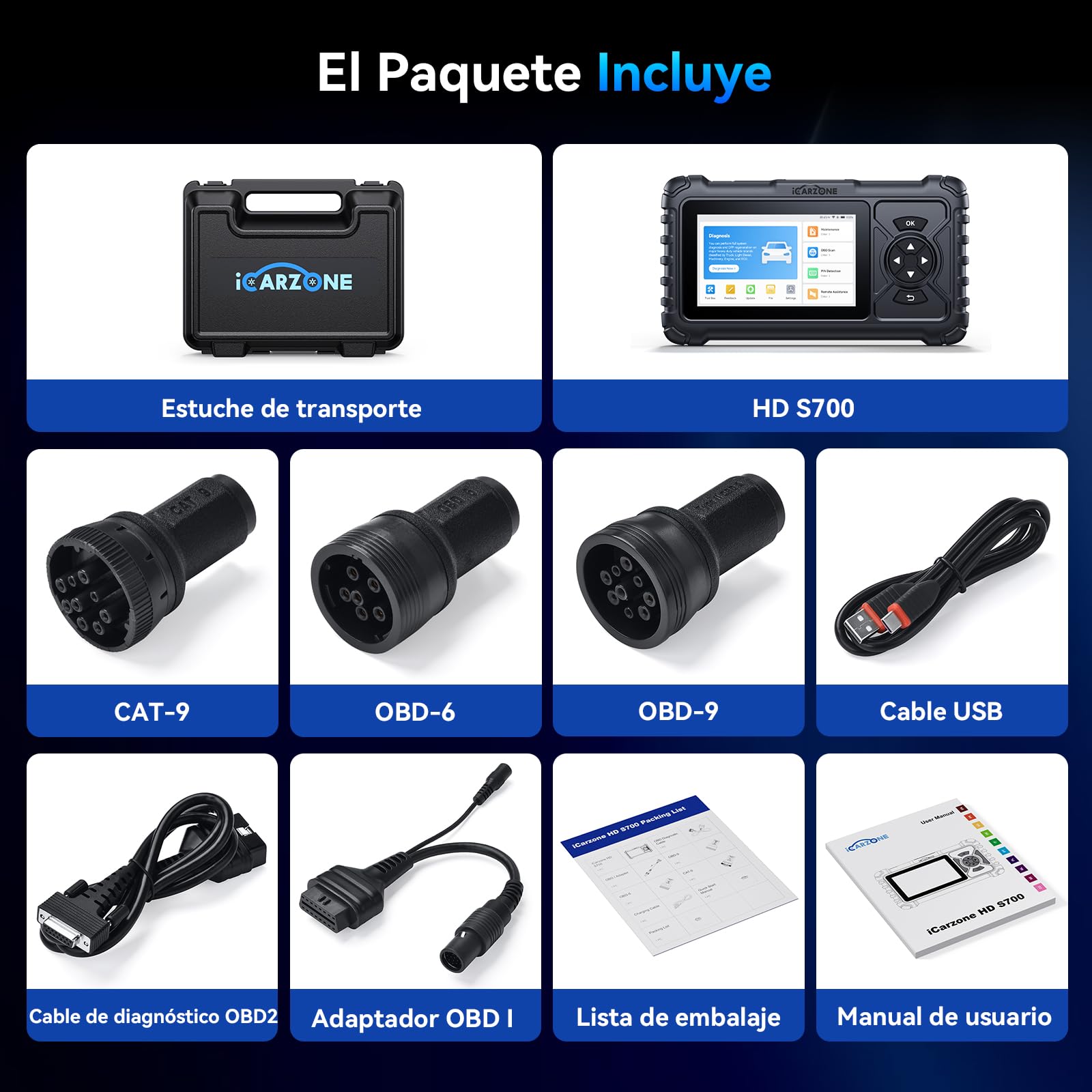 Máquina Diagnosis HD S700 para Camiones Pesados Sistema Completo Escáner, 8 Servicios, Diagnóstico para Cummins/Freightliner/Paccar/International/Mack/Hino/Isuzu Actualización de por Vida