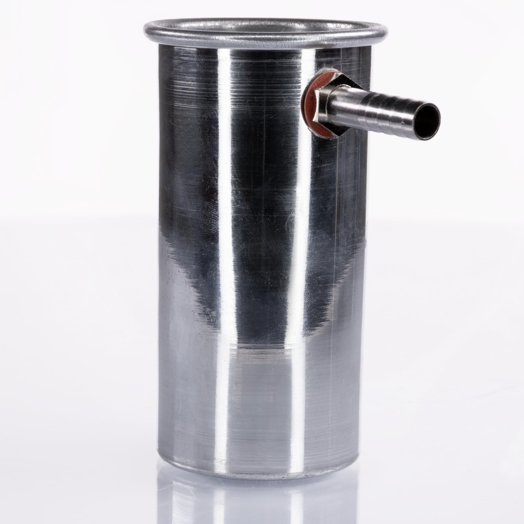 Eisco - 4" Aluminum Overflow Can with Angled Spout for Accurate Fluid Displacement and Volume Measurements in Density and Archimedes' Principle Experiments
