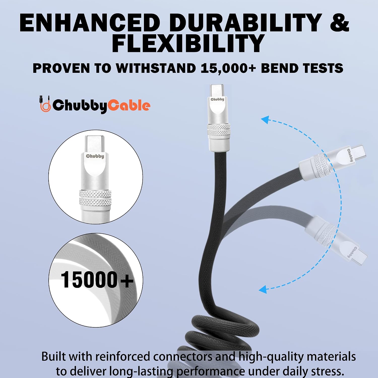 Condition photo showing New/Like New for chubbycable curly chubby retractable fast charging cable 120w coiled charger cord for car durable usb c cable compatible with iphone 17-15 series, orange+orange, usb-a to type-c, 1.3ft-2.3ft orange+orange usb a-type c