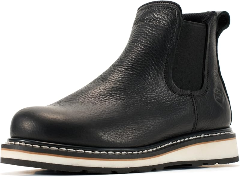 SUREWAY Men's 6 Inch Slip On Chelsea Work Boots | GoodyearWelt,Genuine Leather,EH-rated,Slip Resistant Wedge Sole