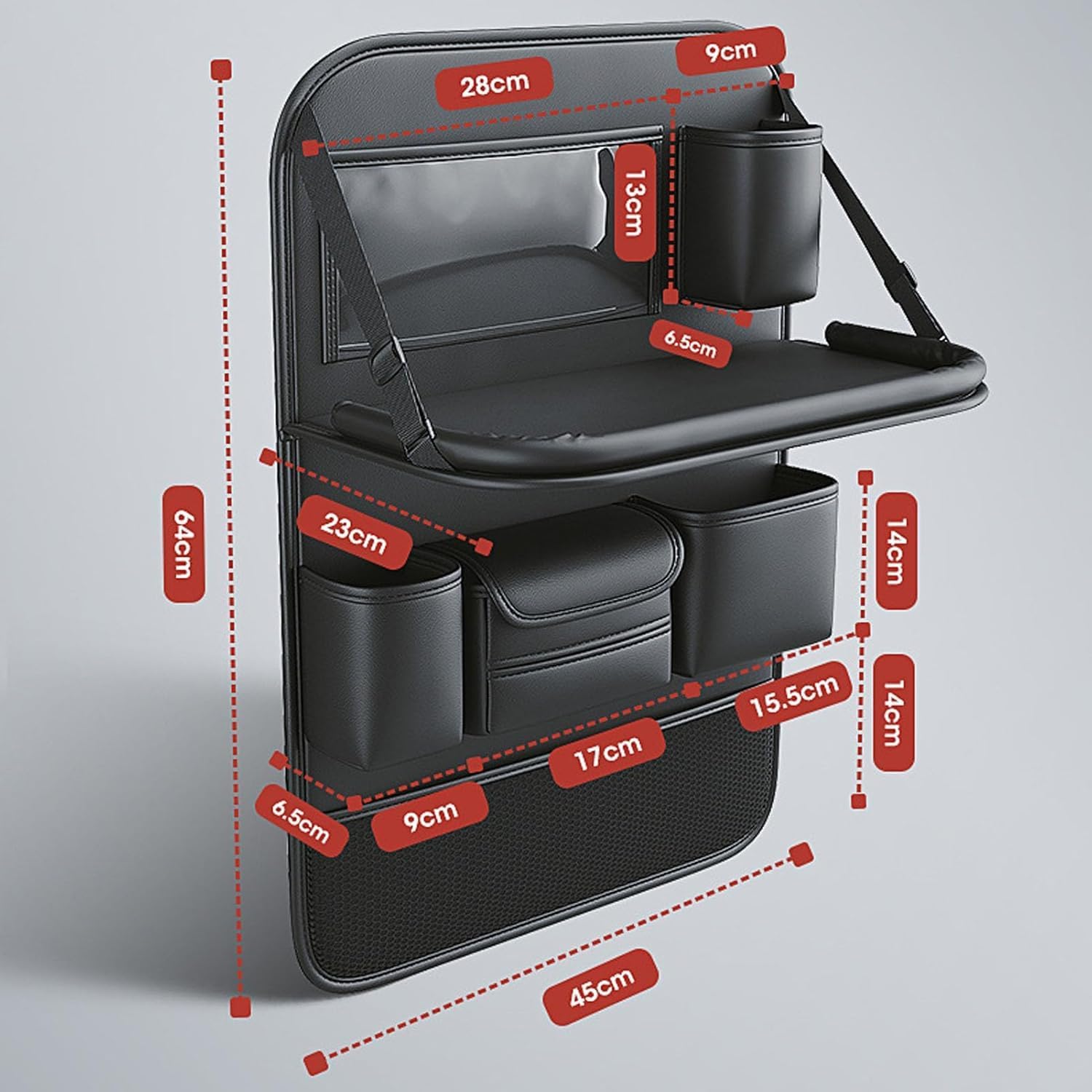 Organisateur Voiture Siège Arrière avec Plateau de Table Pliable pour BMW i4 (G26 2021-2025 2026), Protection Dossier Siège Auto en Cuir PU Imperméable