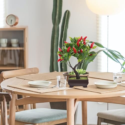 Miniatura 5 de Cabilock Árbol de chile artificial realista, bonsái, planta en maceta de chile falso para interiores