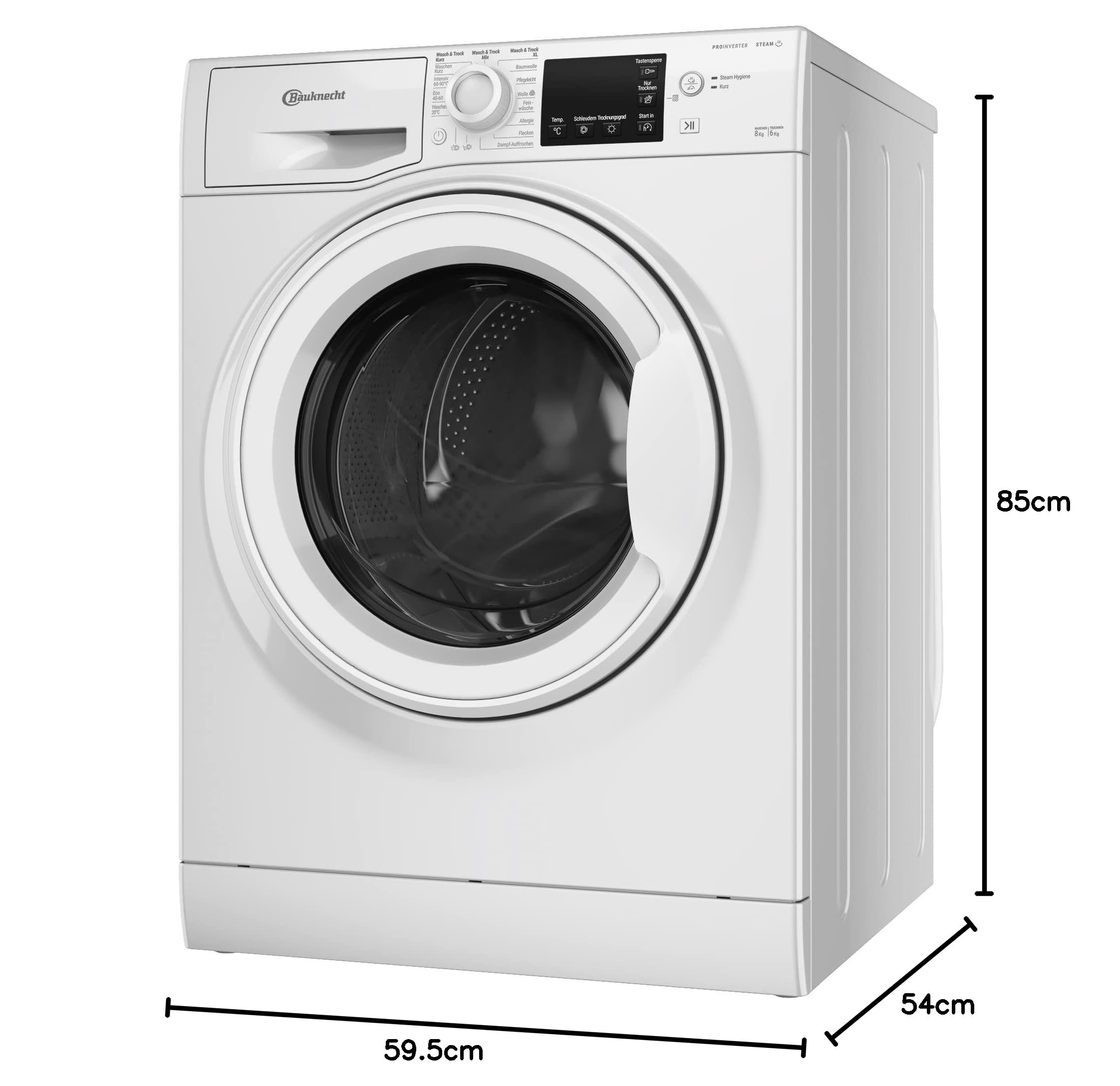 Bauknecht WT Eco Plus 86 43 N Waschtrockner 8/6 kg Active Care Wash & Dry Technologie PRO-Inverter Motor Weiß