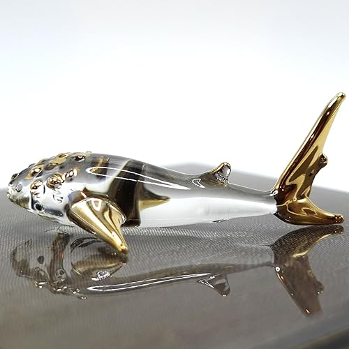 Miniatura 12 de Figuras miniatura de ballena y tiburón, animales marinos, arte de vidrio soplado a mano, regalo coleccionable para decorar (azul morado) Azul