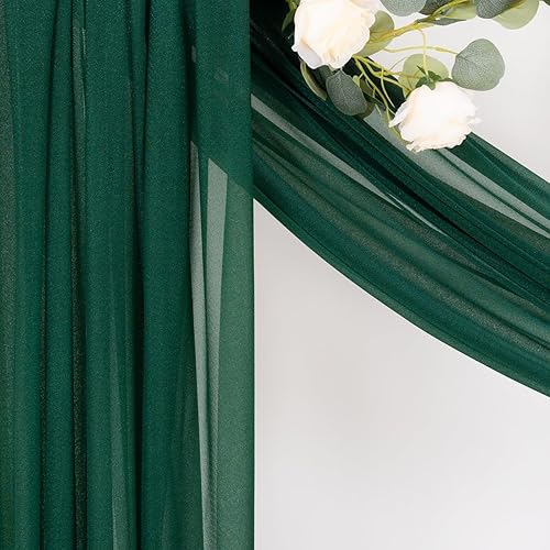 Miniatura 7 de MLMC 1 panel de cortina de arco de boda verde esmeralda, cortinas de gasa extralargas de 29 x 20 pies, cortinas de telón de fondo transparentes de