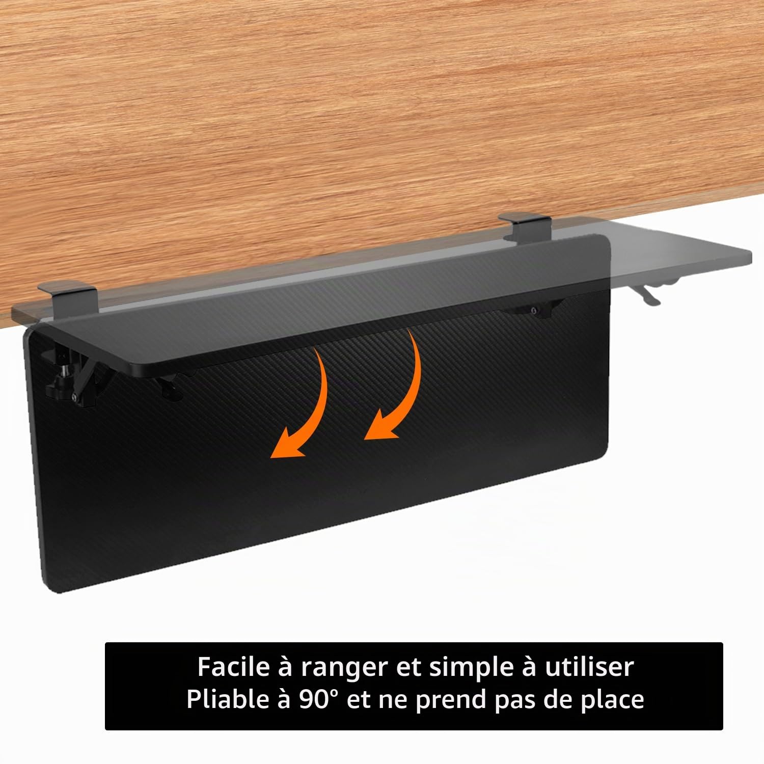 QWORK® Plateau d'extension de Bureau Ergonomique, Plateau d'extension de Bureau Pliable, 64 x 24 cm, Conception à Pince, pour la Maison et Le Bureau