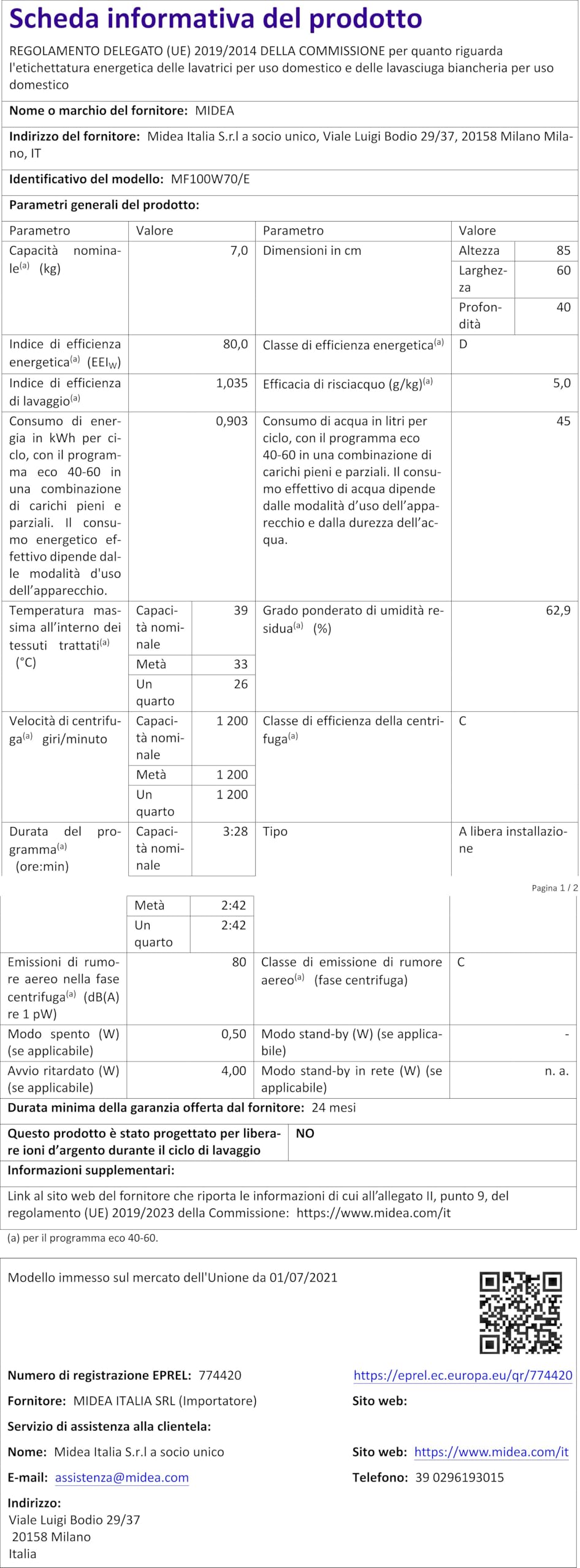Beko Lavatrice 7 Kg 1200 Giri/min - 15 Programmi, Display Digit, Bianco - Foto 7