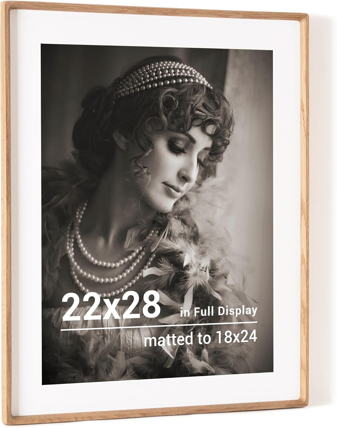 22x28 Poster Frame, USA-Sourced Oak Wood Picture Frame with HD Tempered Glass, Handcrafted Rounded Corner 22 x 28 Wooden Frames Matted to 18x24 Photos, Horizontal or Vertical Wall Display