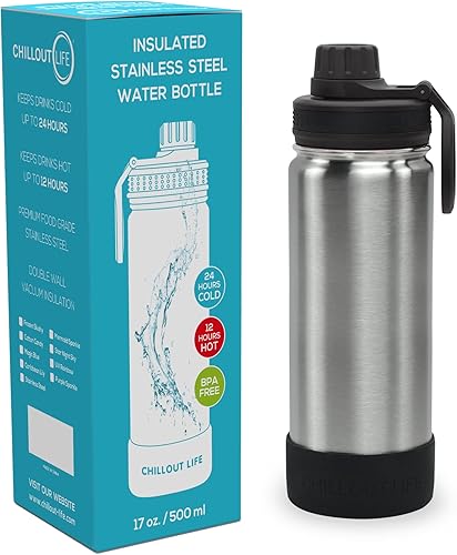 Miniatura 2 de CHILLOUT LIFE Botella de agua aislada para niños de 17 onzas para la escuela con tapa de boquilla a prueba de fugas y bonitas calcomanías