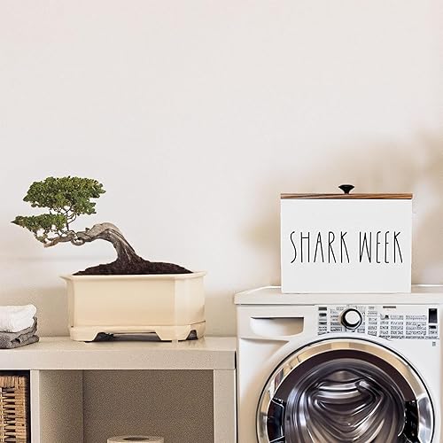 Miniatura 6 de Soporte de tampón para baño, contenedor de almacenamiento de baño de granja, contenedor de almacenamiento de baño de madera rústica con tapa,