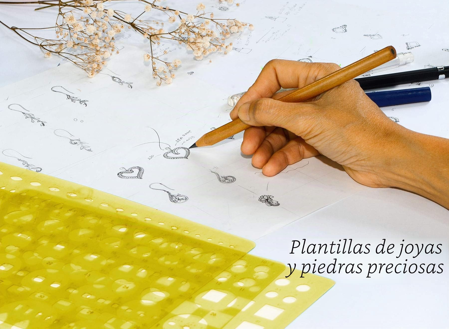 Traceease Plantilla De Joyería De Multi,Patrón De Anillos- Piedras- Diamantes De Tamaño Y Peso Estimador Herramientas De Elaboración De Plantillas- Paquete De 10 Piezas
