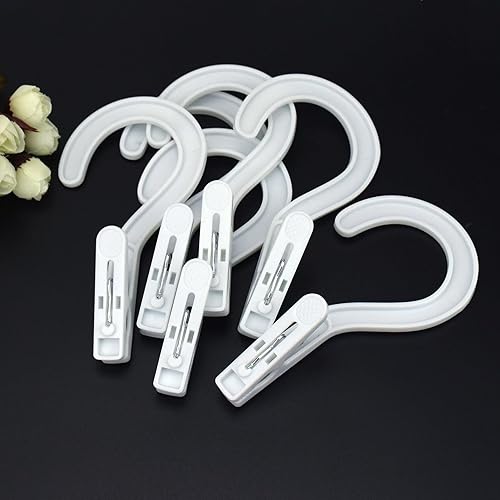 Miniatura 4 de Ganchos para ropa sucia, ganchos para botas, pasadores de ropa de plástico, clips para baño, viajes, portátil, color blanco (24 unidades)