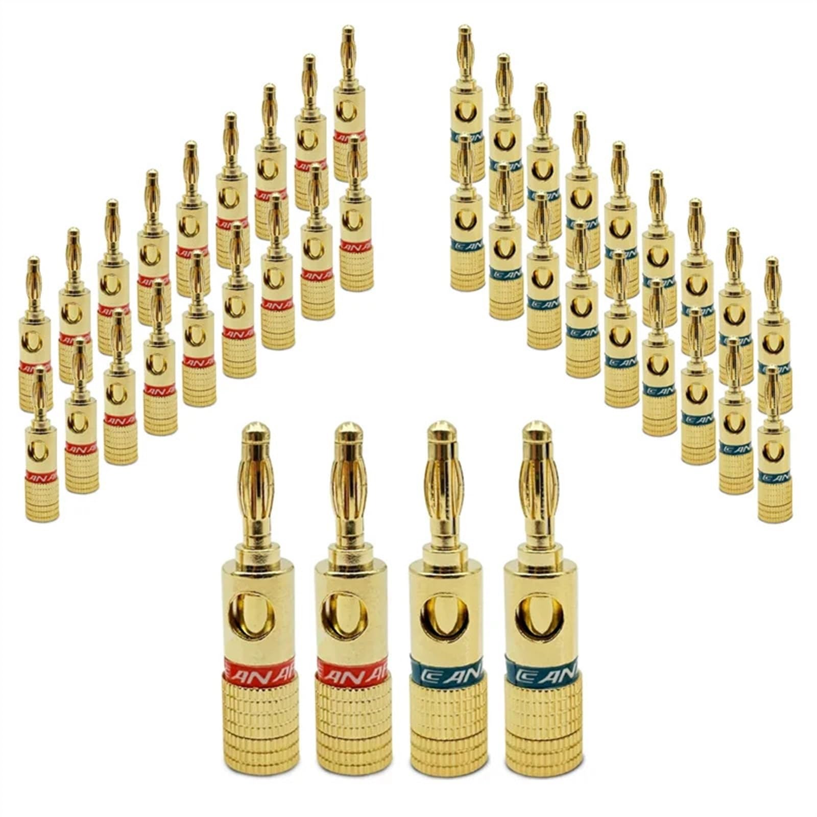 8 sztuk 4 mm wtyk głośnikowy gniazdo kablowe głośnik linia wzmacniacza Złącze zacisku głośnika bananowego pozłacane audio głowica bananowa (kolor: 4 czerwony 4 niebieski)