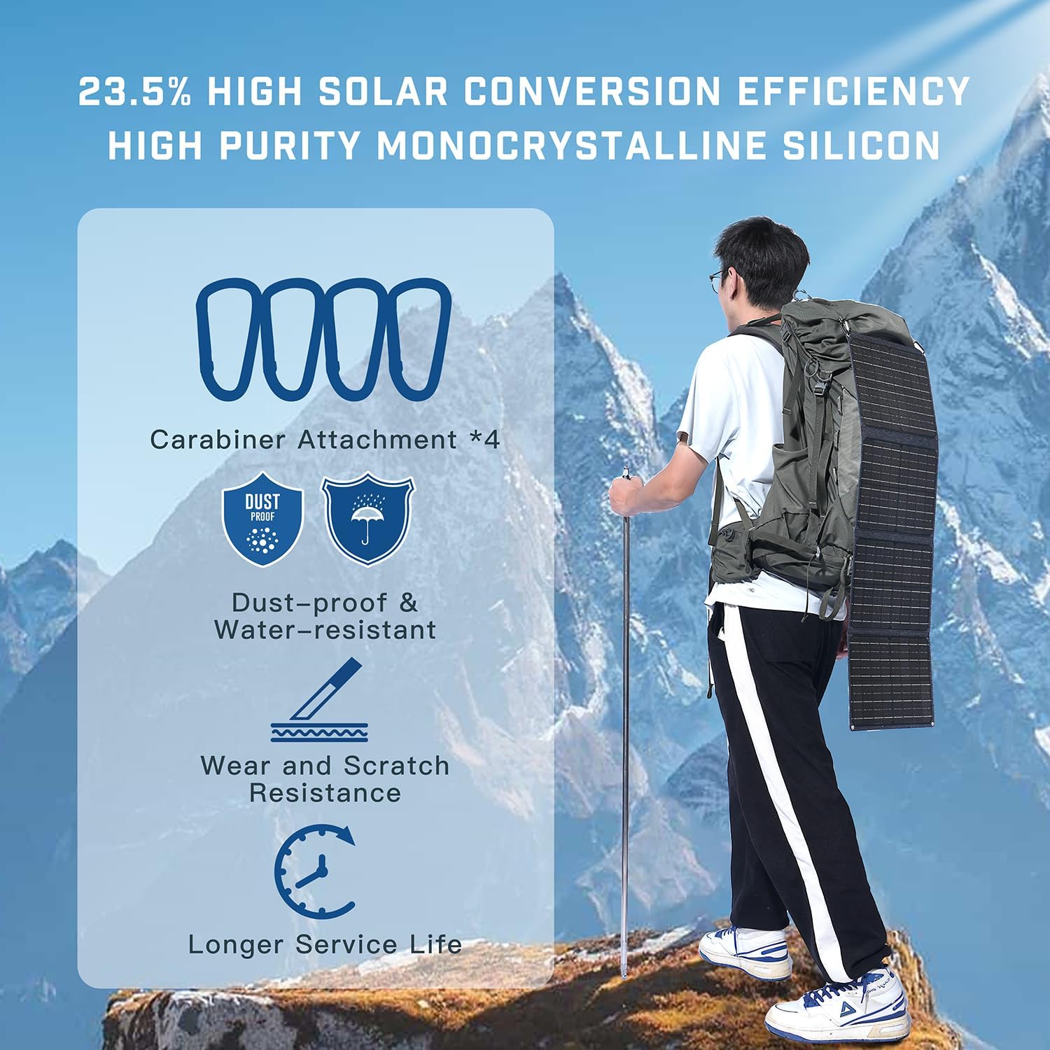 Portable Solar Panel, 40W 18V Foldable Solar Charger with DC Output, QC2.0/3.0/PD USB and Type-C, Compatible with Mobile Phones and Tablets, IP67 Waterproof, Suitable for Camping, Hiking