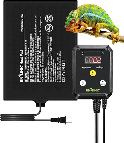 Miniatura 15 de BN-LINK Almohadilla térmica de reptiles de 8 x 12 pulgadas, 16 W para 30-40 galones debajo del tanque de terrario, alfombrilla de calefacción
