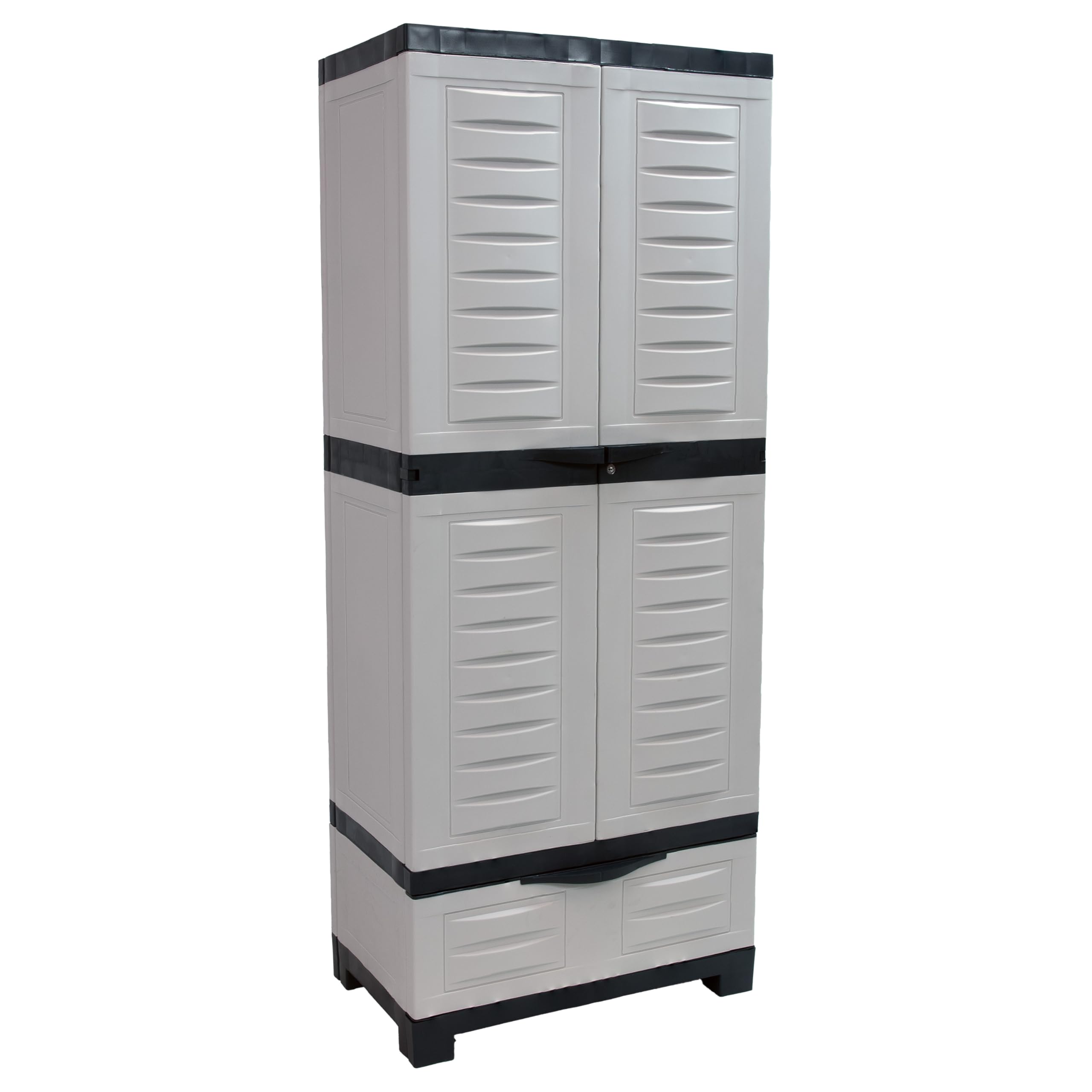 Sunnydaze 57.5" H Resin Garage Storage Cabinet - Garage Cabinet with Lockable Doors and Adjustable Shelves - Freestanding Utility Storage for Laundry