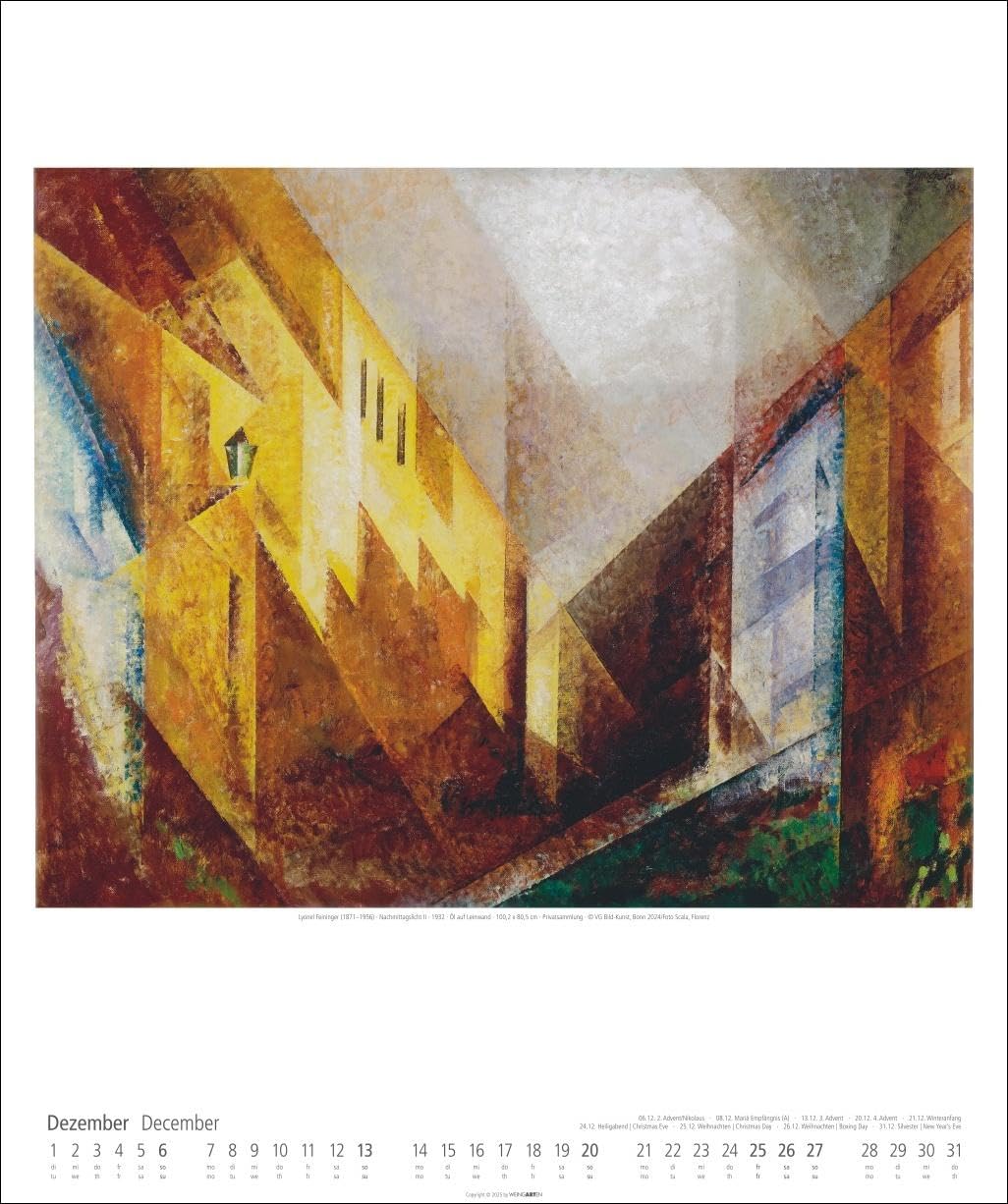 Lyonel Feininger Kalender 2026: Kubismus und Expressionismus in einem Kunstkalender im Großformat. Jahres-Wandkalender 2026, Format 46 x 55 cm.