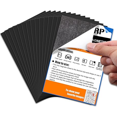 15 Pack Adhesive Magnetic Sheets: 3.7" x 5.7" Cuttable Flexible Display Magnets