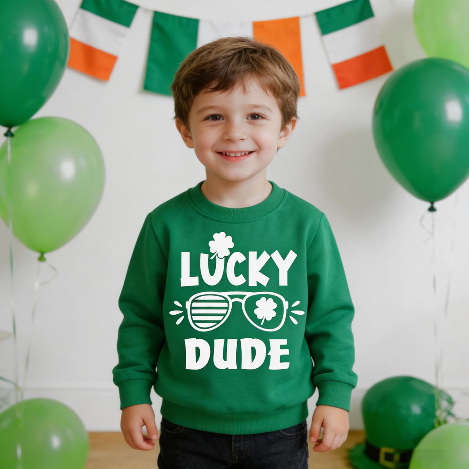 DDSOL Toddler Boys Girl St Patricks Day Sweatshirts Kids Irish Clover Shamrock Long Sleeve Green Shirt Tops Age 3-10 Years - Image 4