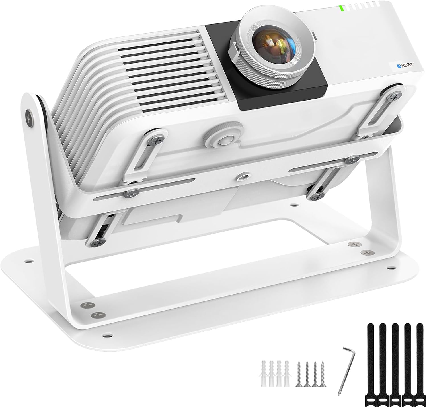 DAWASAPAT 360° Adjustable Stand Desktop Projector Mount Base - Projector Ceiling Mount with Adjustable Plate Arms with 4 Install Holes with Cable Ties