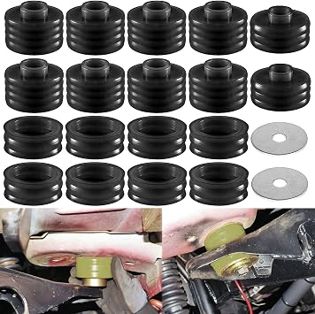 KF04050BK Body Mount Bushing Kit Compatible with Ford F250 F350 Super Duty 1998-2018 2WD 4WD Polyurethane Body Mounts Black