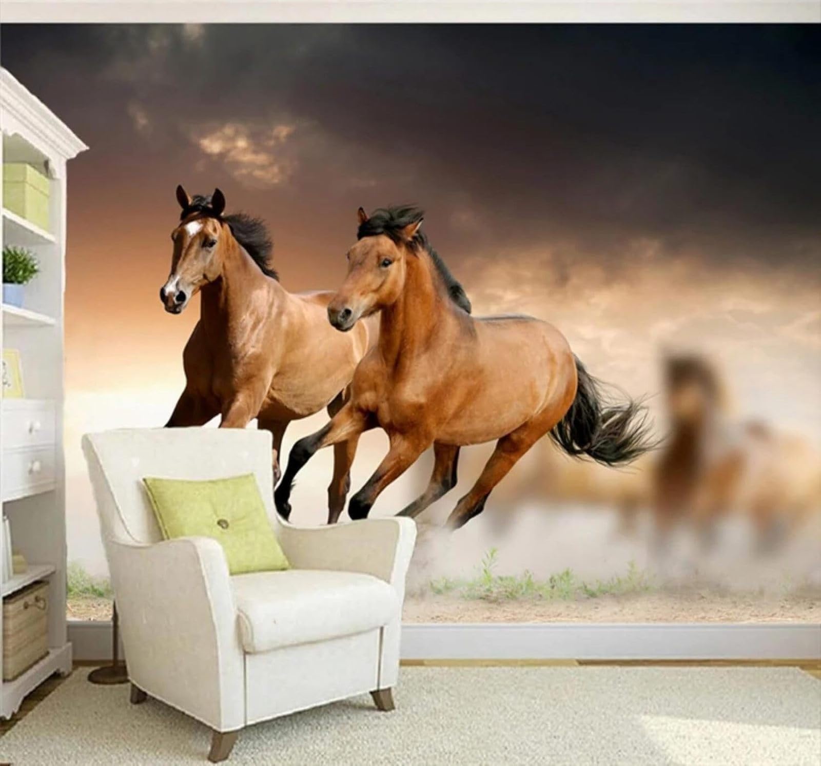 XLMING Minimalist Three Dimensional Running Horse Unique 3D Wallpaper Luxury Silk Study Dining Feature Sofa Grey Bedroom Living Room Tv Decorative Wall-250cm×170cm