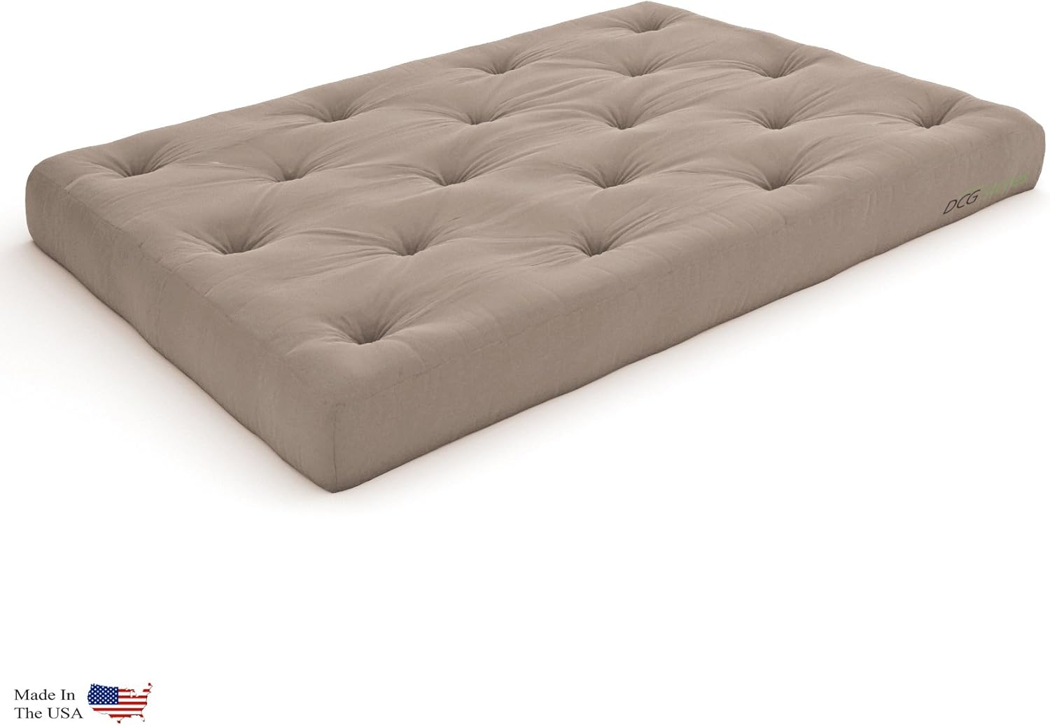 Nirvana Futons Twin Futon Lounger with Microfiber Khaki Mattress, Natural Solid Wood