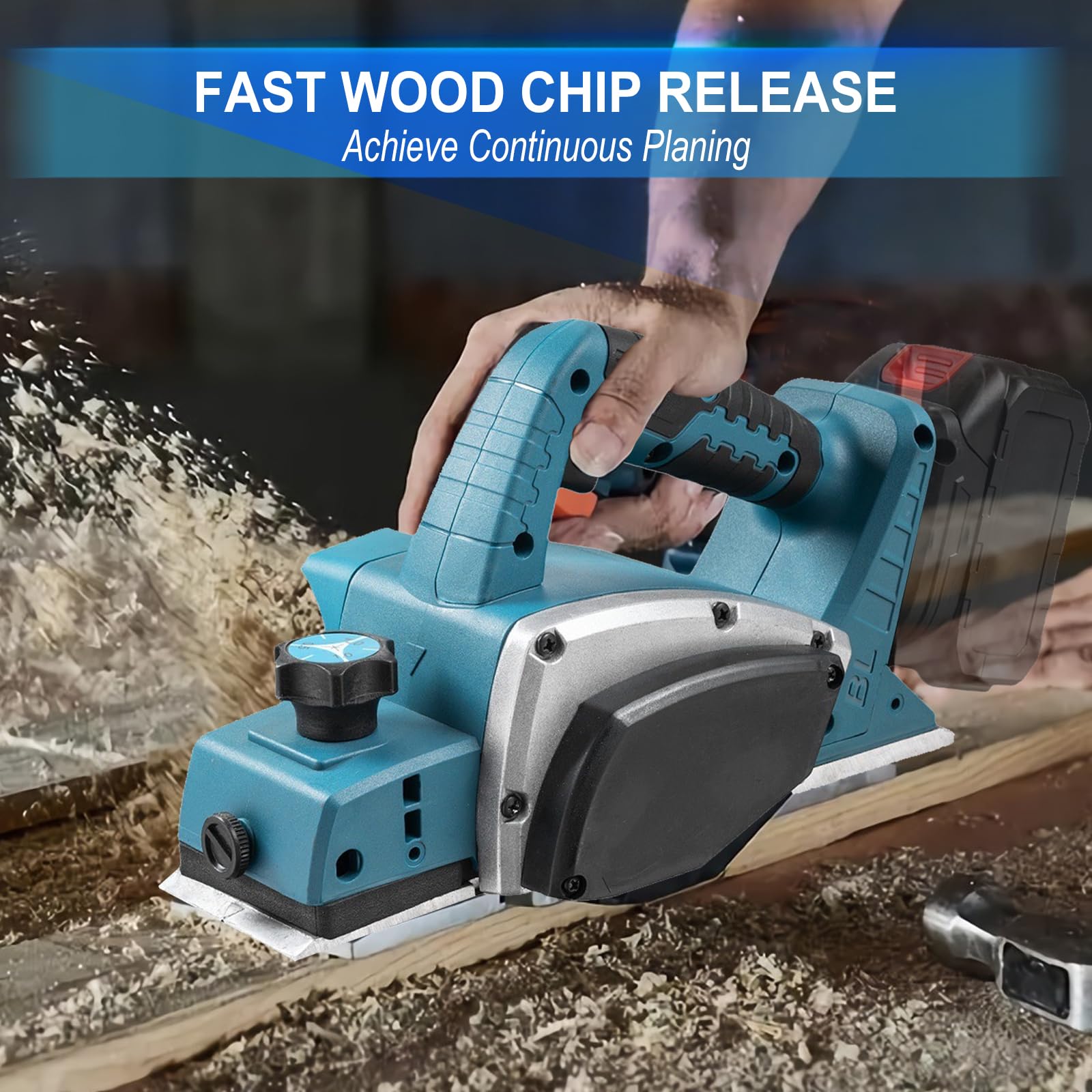 Rabot sans fil compatible avec batterie Makita 18 V, rabot électrique 15000 tr/min, largeur de rabot 82 mm, profondeur de coupe 2 mm, rabot électrique pour le travail du bois (sans batterie)