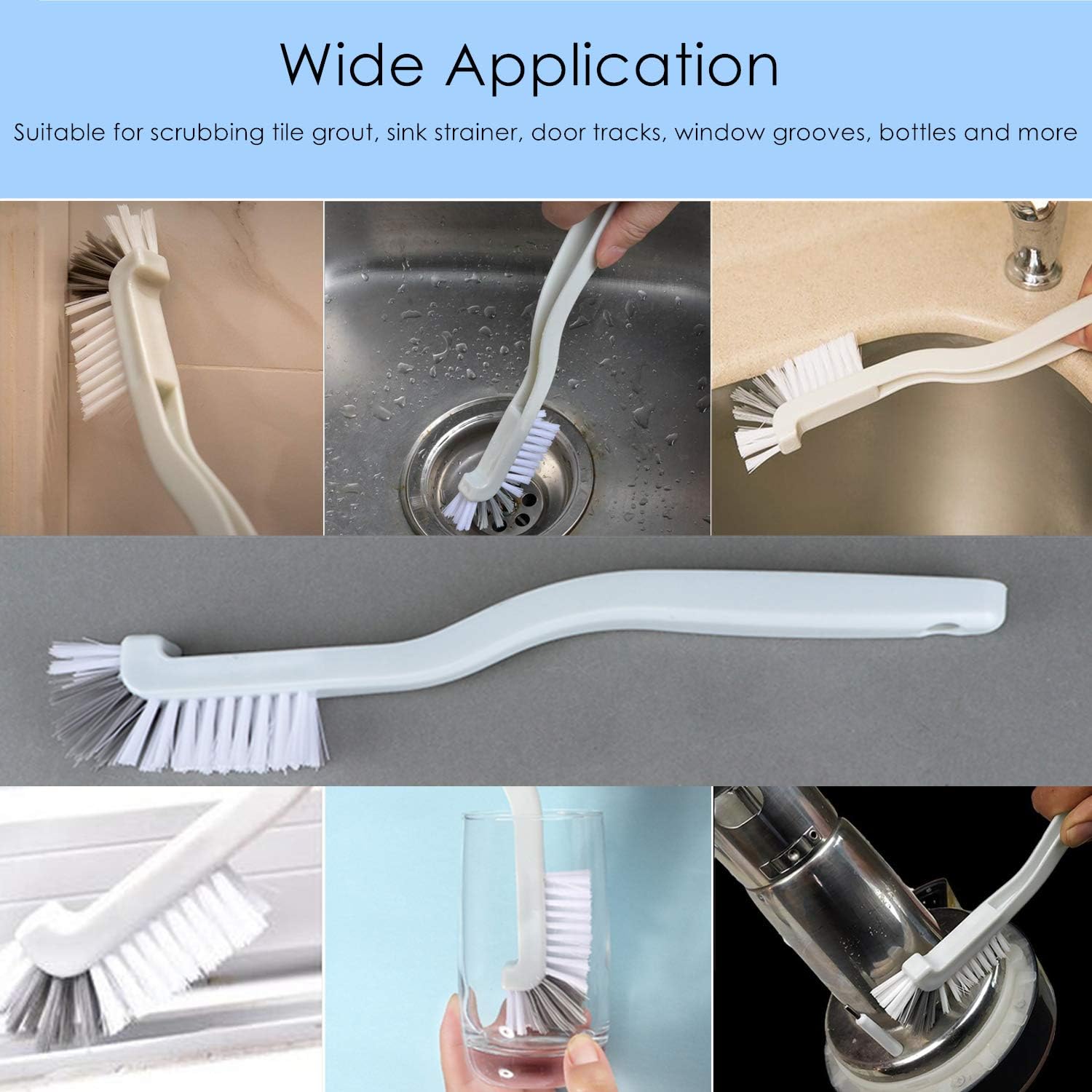 JIANYI Kitchen Scrub Brush, Right Angle Scrub Brush for Sink Household Dish Pot Pan Edge Corners, Stiff Brushes for Small Spaces Grout Tile Lines Deep Cleaning with Stiff Bristles