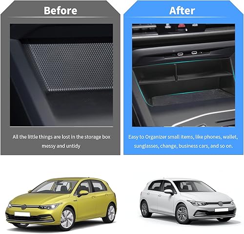 Miniatura 6 de YEE PIN Bandeja de consola Golf GTI 2022 Golf GTI MK8 Organizador de consola central compatible con Golf R MK8 GTI 2022 Bandeja de consola central