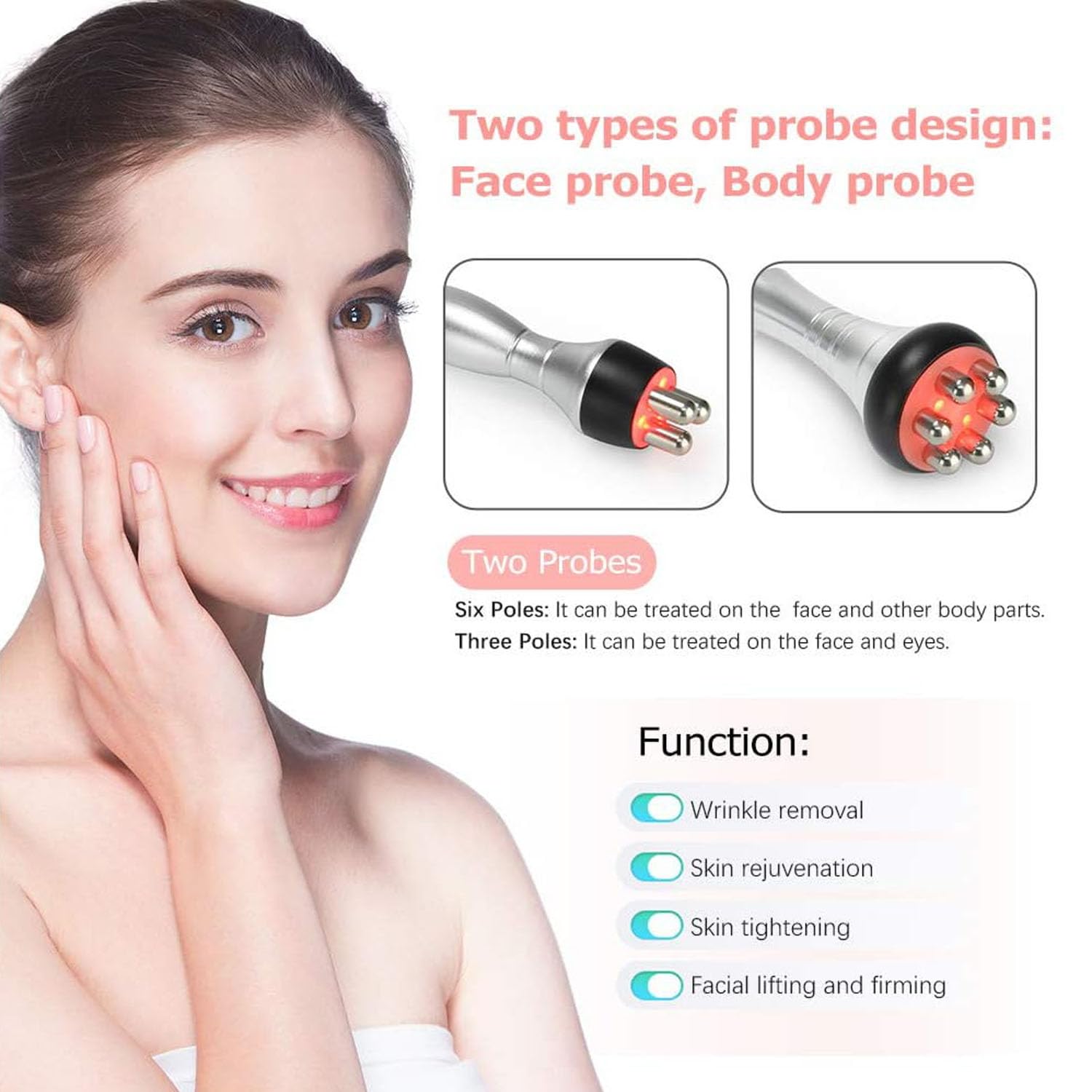 Aparato de Radiofrecuencia Facial y Corporal Antiedad Reafirmante | Masajeador de Radiofrecuencia Corporal, Anticelulítico y Reafirmante Potente, Aparato Reafirmante Facial para Doméstico