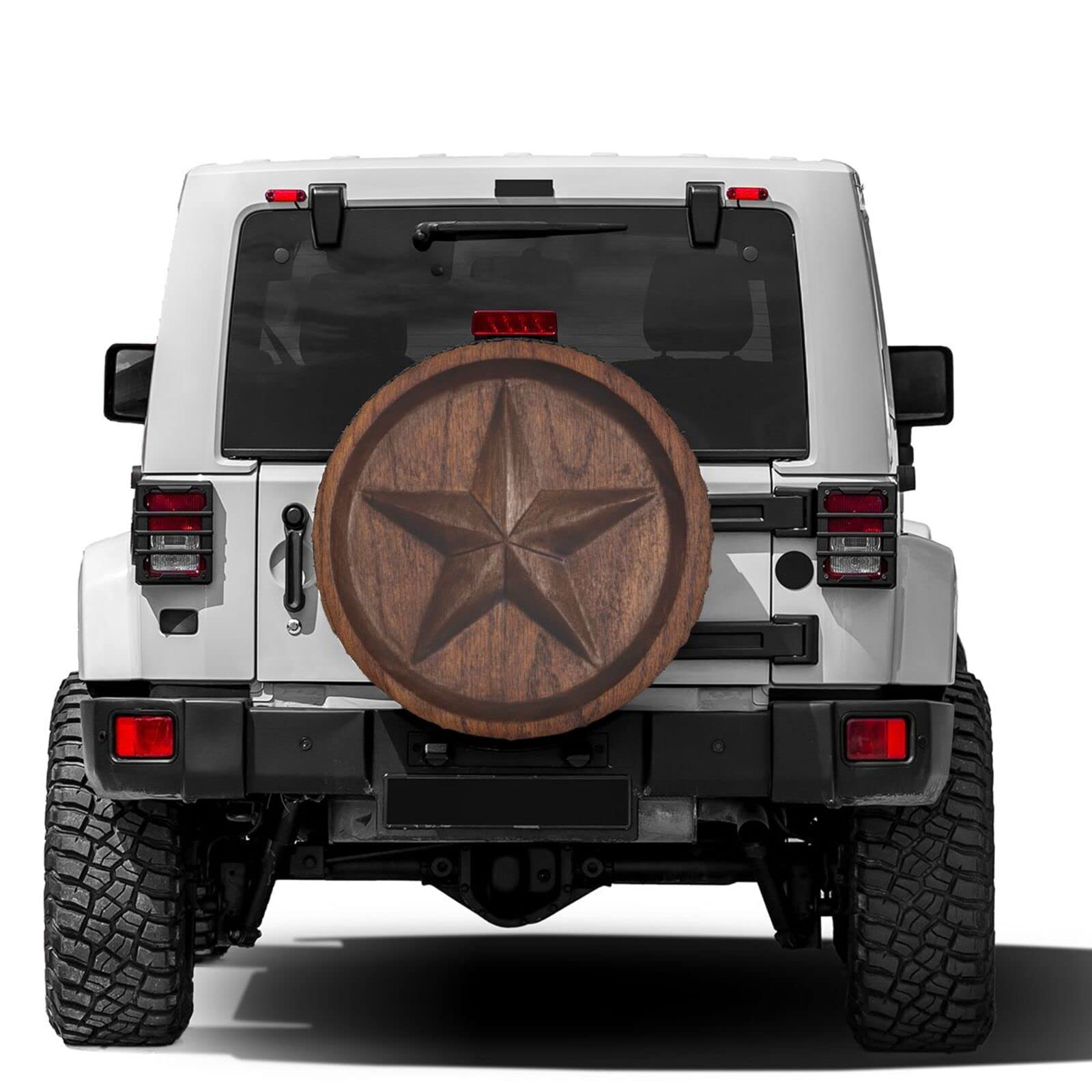 Foruidea Retro Western Texas Star in Wood Spare Tire Cover Dust-Proof Wheel Tire Cover Fit Trailer, RV, SUV and Many Vehicle 16 Inch