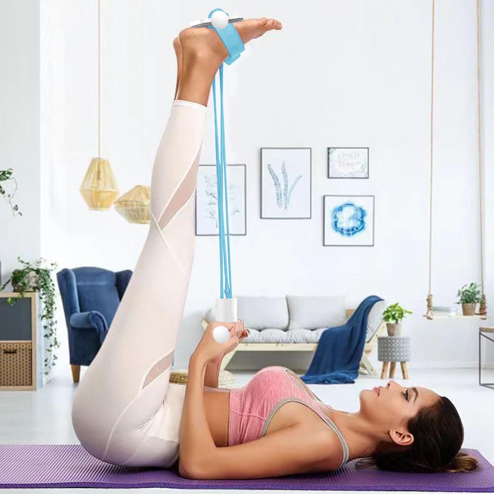Fascie Di Resistenza Per Piedi E Addominali Saludea - 4/6 Elastici, Con Pedali E Maniglie, Per Allenamento A Casa