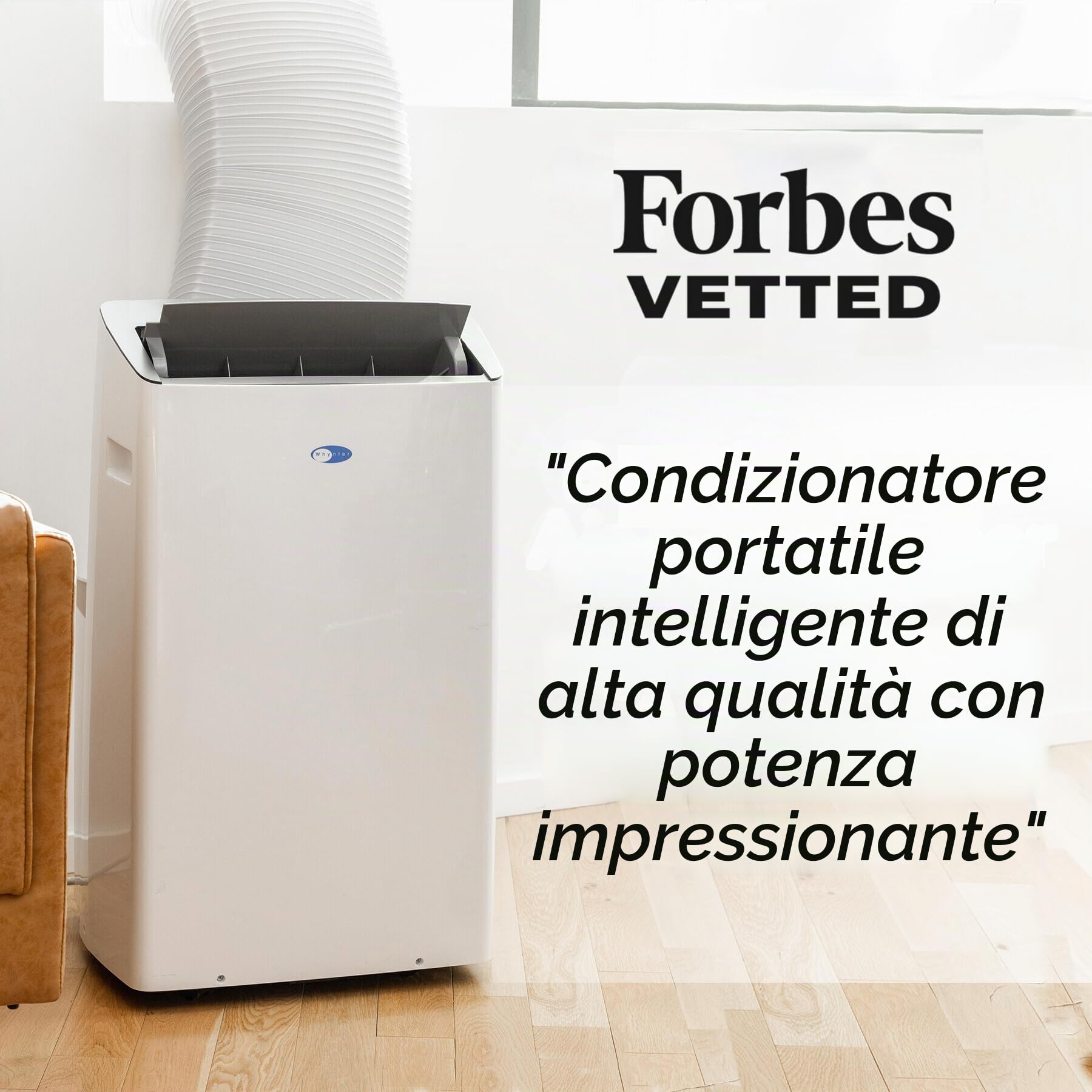 Whynter ARC-1230WN 14.000 BTU (12.000 BTU SACC) NEX Inverter Dual Hose Cooling Aria condizionata portatile, deumidificatore e ventola con Wi-Fi intelligente, fino a 600 piedi quadrati in bianco