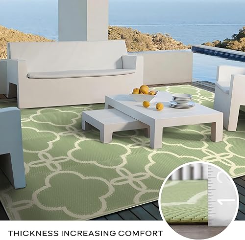 Miniatura 4 de Ashler - Alfombra de paja de plástico para exteriores, impermeable, para patio, reversible, 9 x 12 pulgadas, grande con bolsa de transporte, para